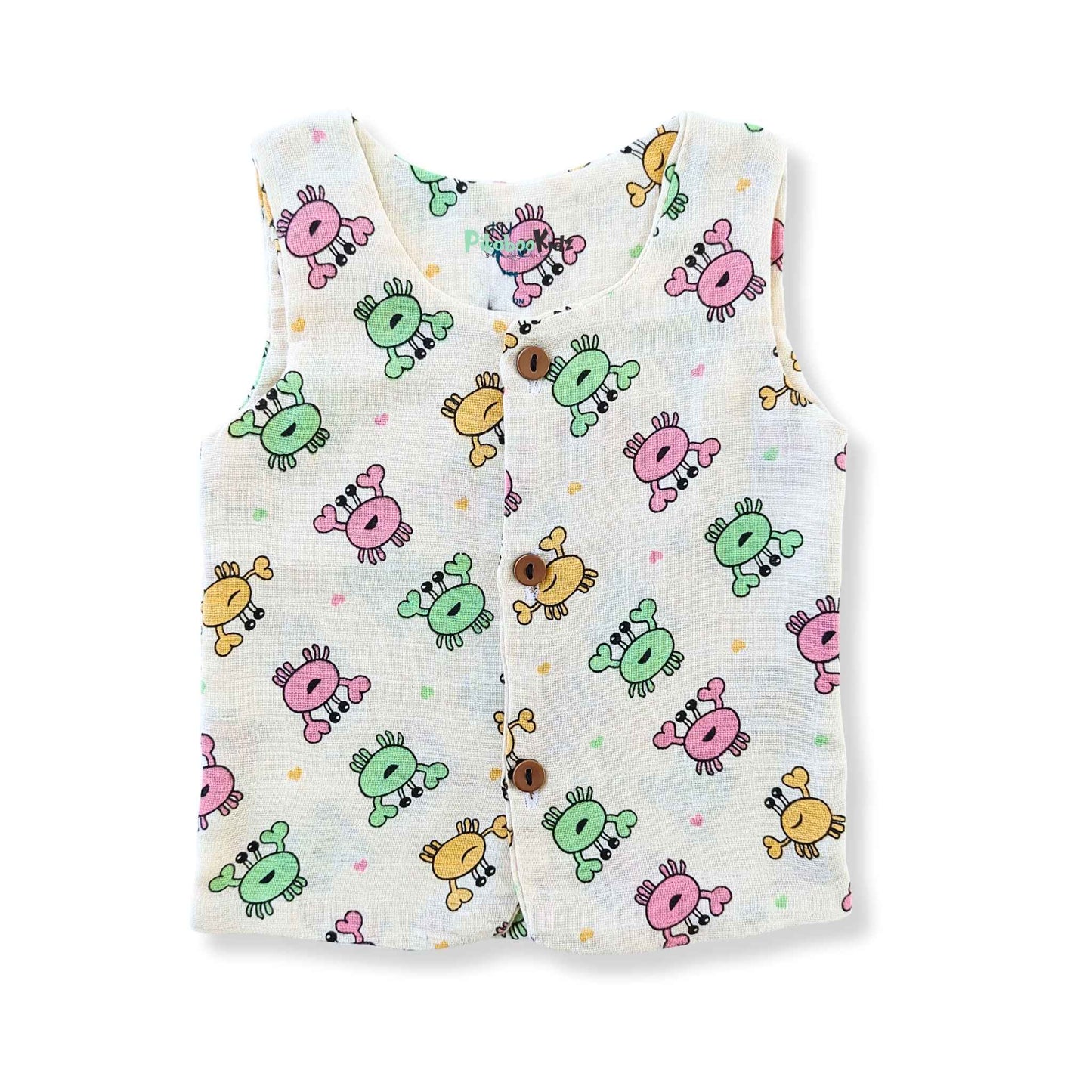 Muslin Double layer Vest 0-3M – Crab