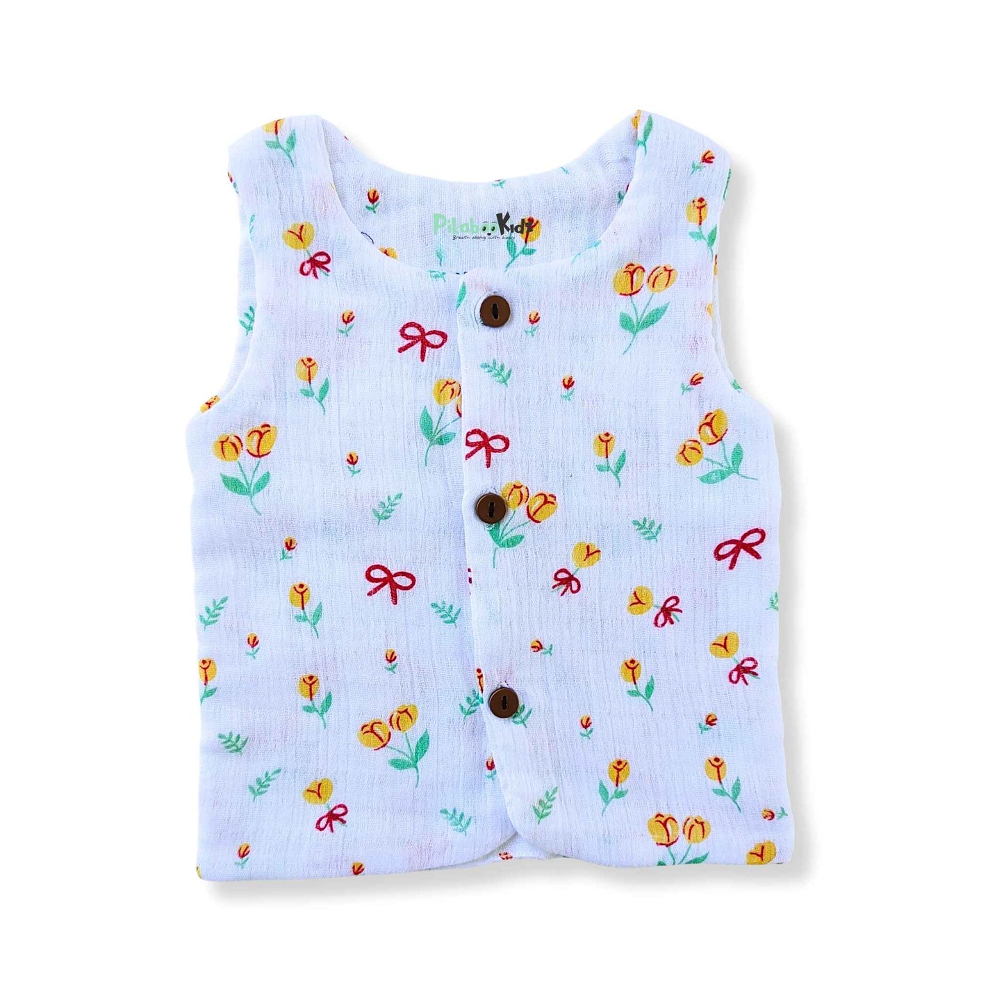 Muslin Double layer Vest 0-3M – Flowers