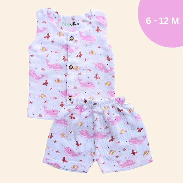 Muslin Vest & Shorts Set 6-12 M – Whale