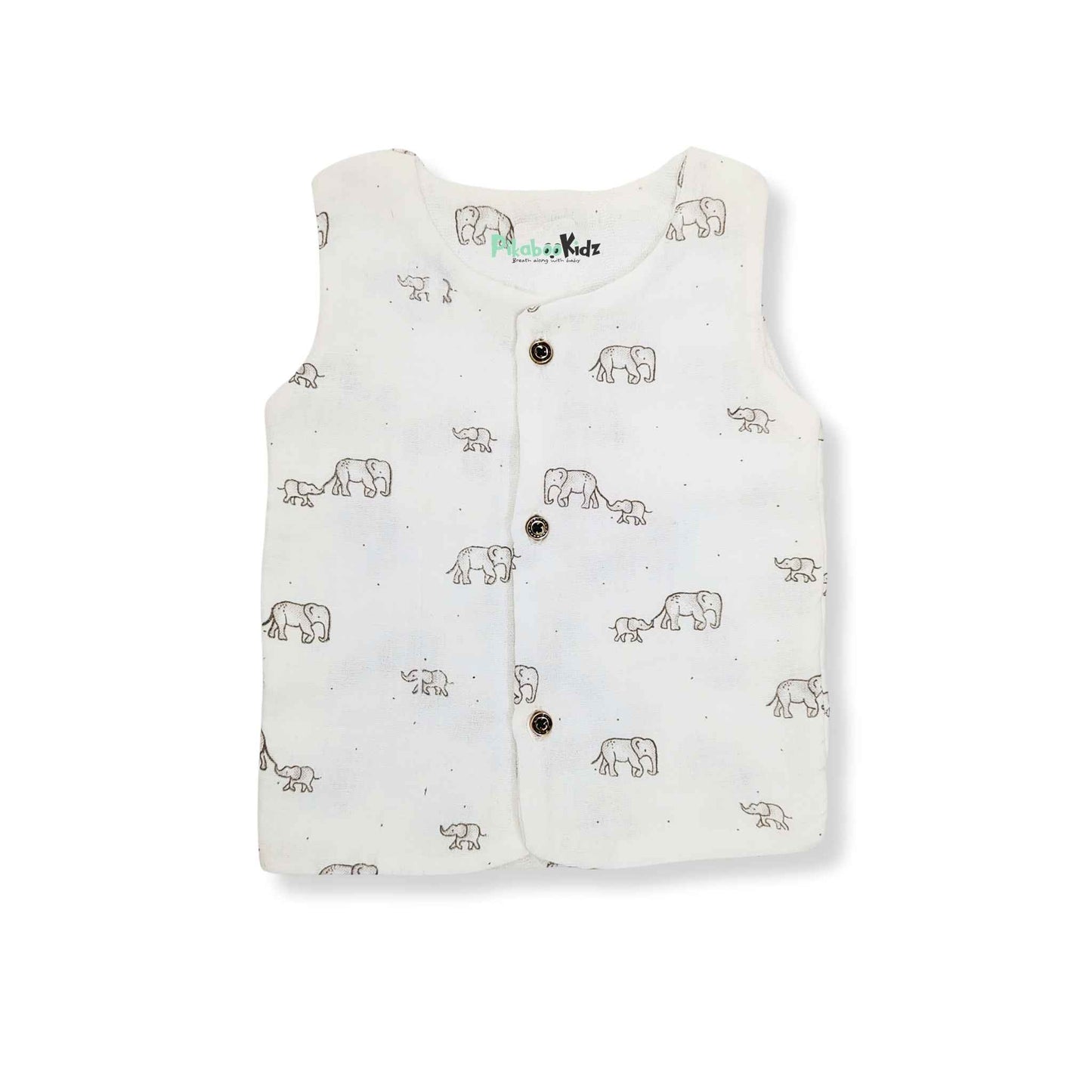 Muslin Double layer Vest 0-3M – Elephants
