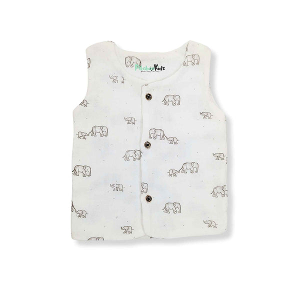 Muslin Double layer Vest 0-3M – Elephants