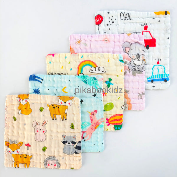 6 layer Muslin Color Washcloth Combo of Any 5 (Assorted)