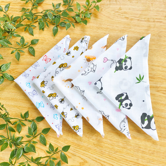 Muslin Face towels Pack of 5 Combo 30*30 CM (Assorted)