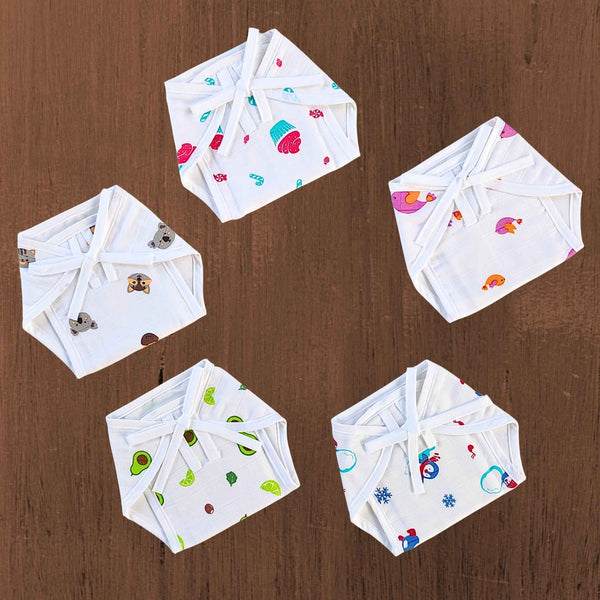 Muslin 5layer Nappy Combo Pack of 5 – NB to 3M set 2