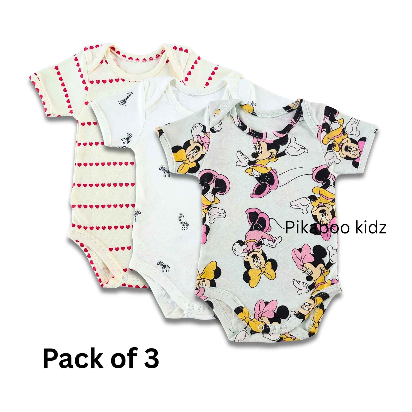 Onesies – 0-3M COMBO 3 (Minnie, Giraffe, Hearts)