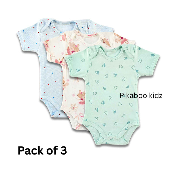Onesies – 0-3M COMBO 3 (Aquablue Hearts, fairy, Hearts)