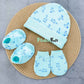 Organic cotton Cap mittens Booties – Aqua Blue