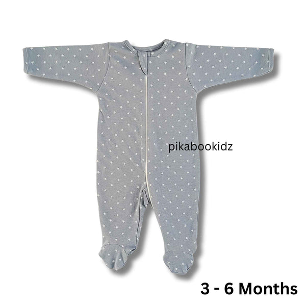 Footed Rompers 3-6M - Grey
