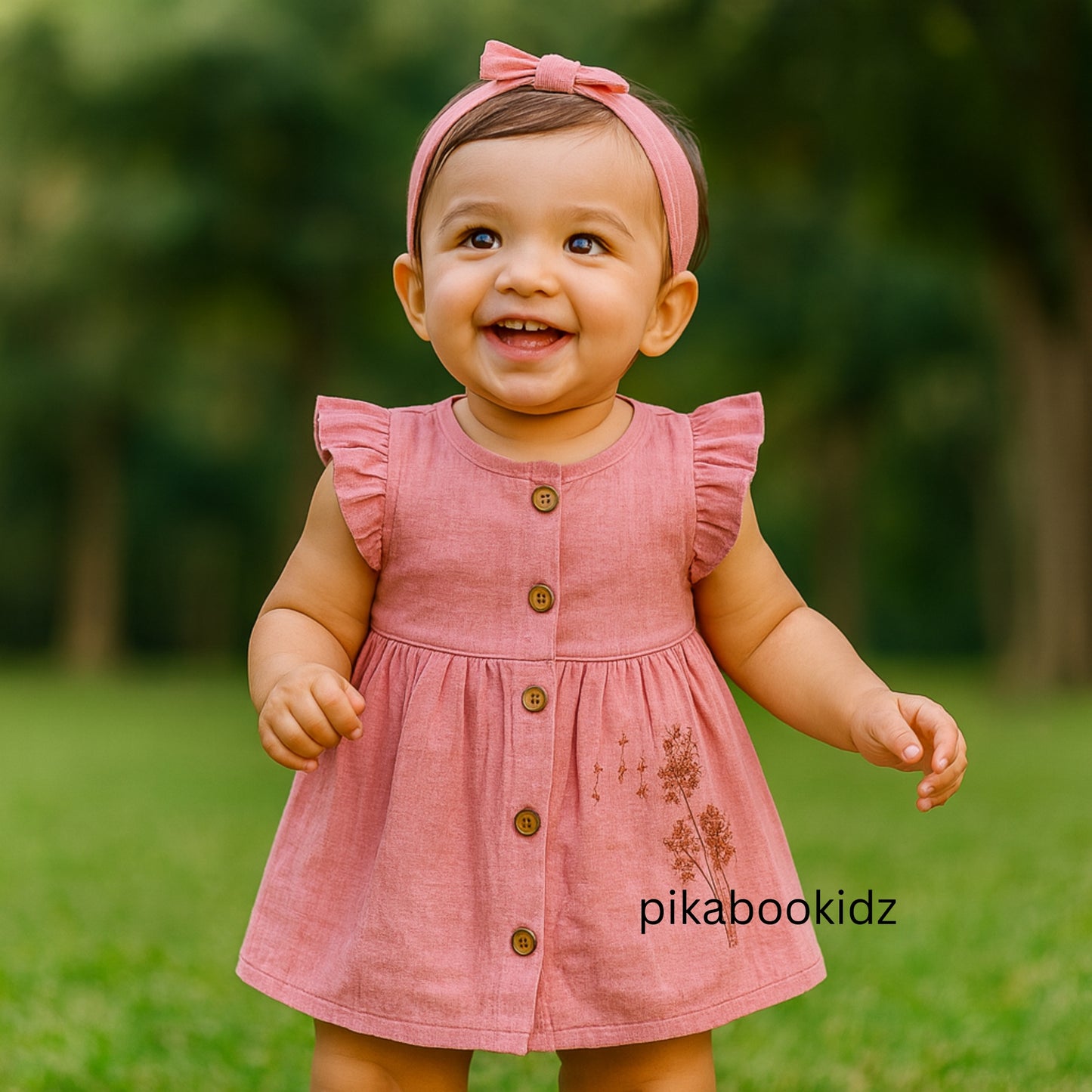 Muslin Button Sleeve Frock Colors – Burgundy