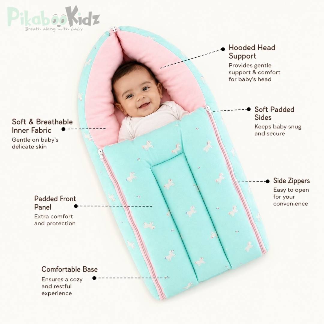 Cotton Carry Bed – Blue and pink