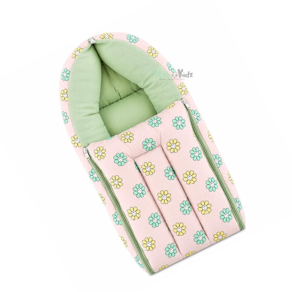 Cotton Carry Bed – Flowers green