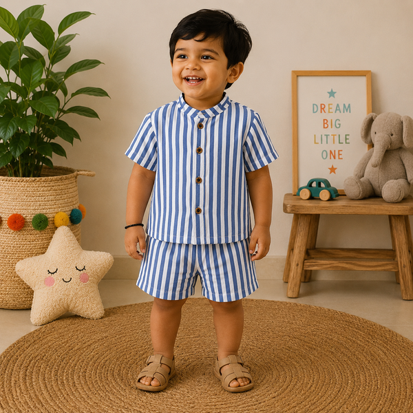 Muslin mandarin Collar Coords