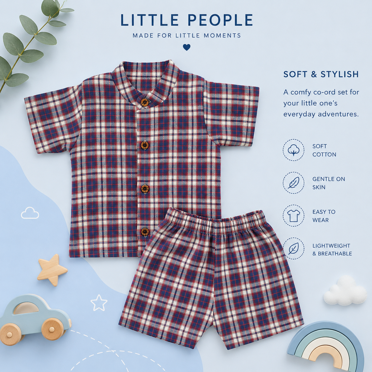 Muslin mandarin Collar Coords