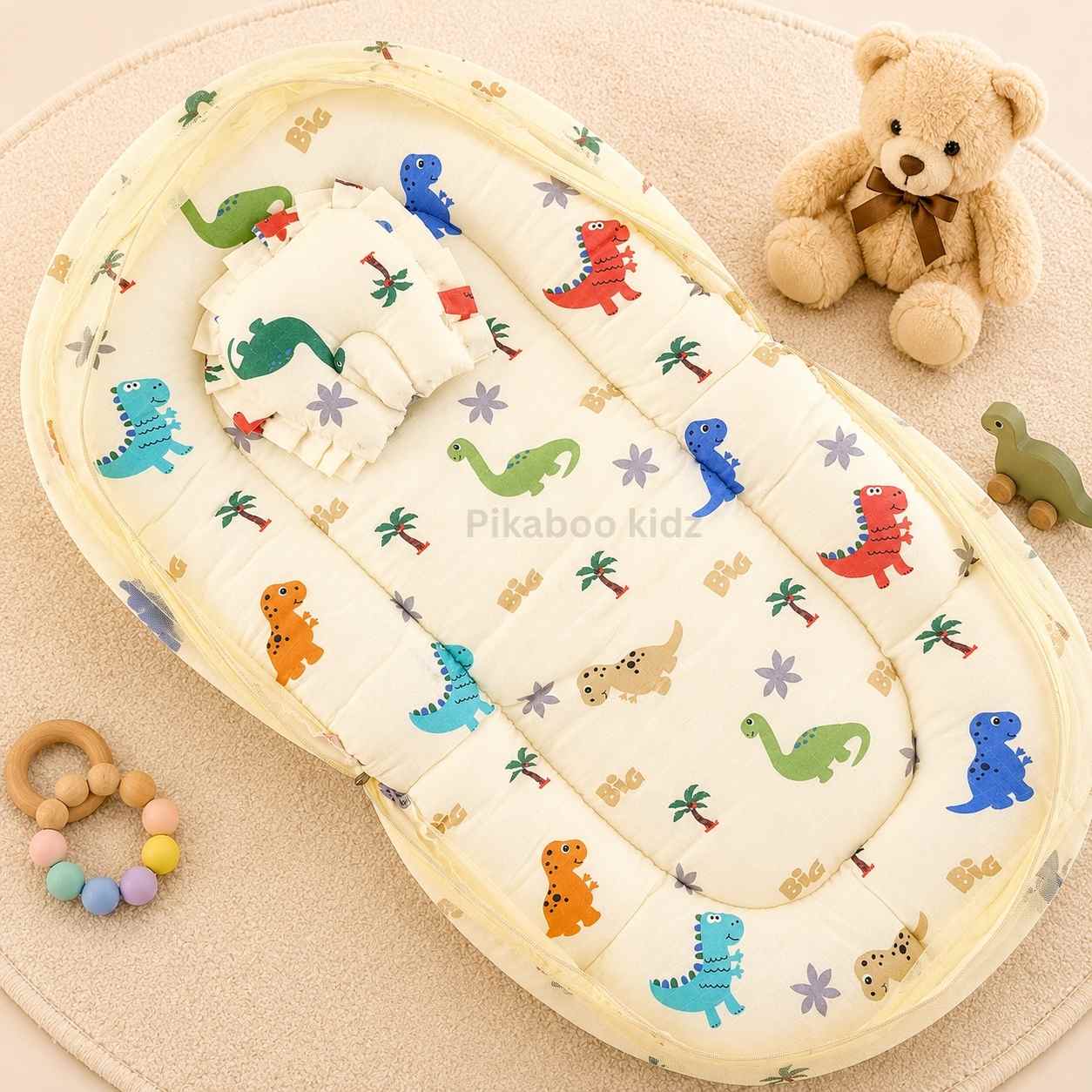 Muslin Carry Nest + Net Bed Combo - Dinos