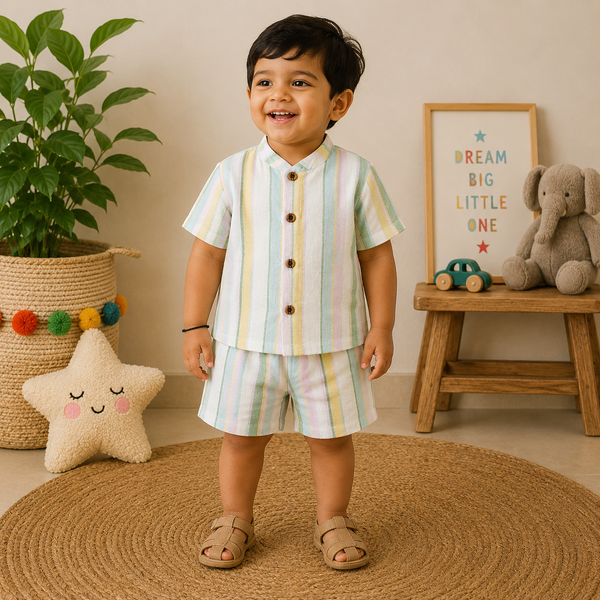 Muslin mandarin Collar Coords