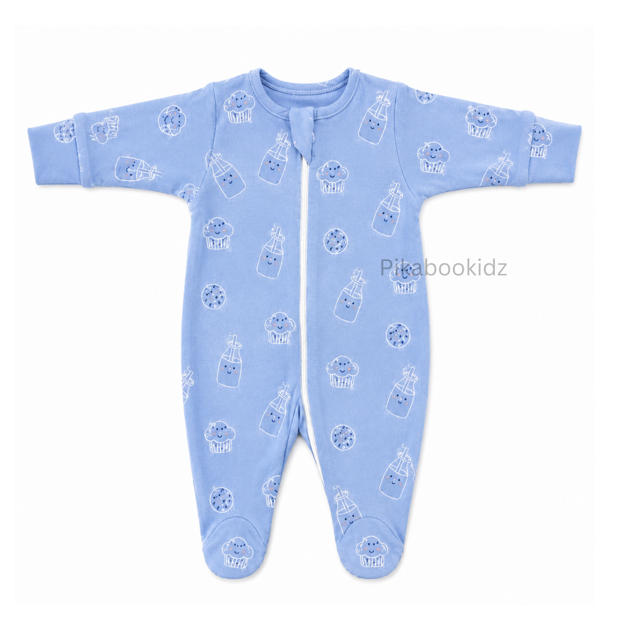 Footed Rompers 0-3M - Blue Cupcakes