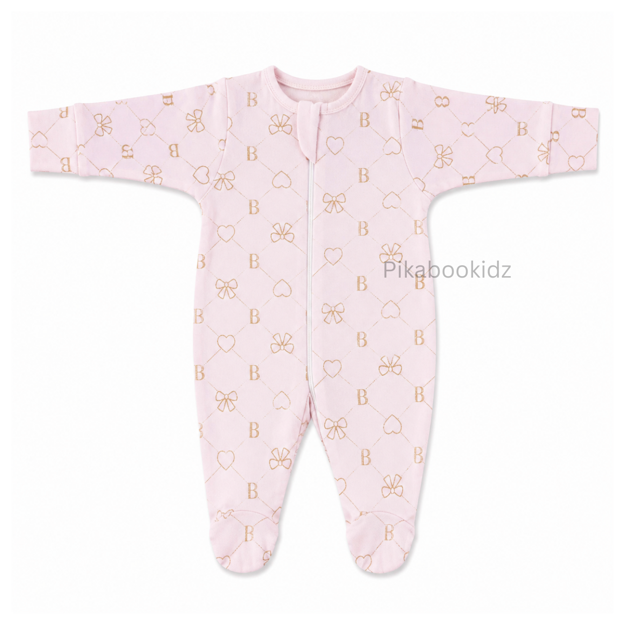 Footed Rompers 0-3M - Pastel pink