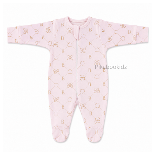 Footed Rompers 0-3M - Pastel pink
