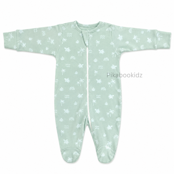 Footed Rompers 0-3M - Green