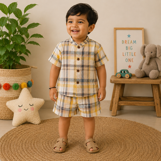 Muslin mandarin Collar Coords