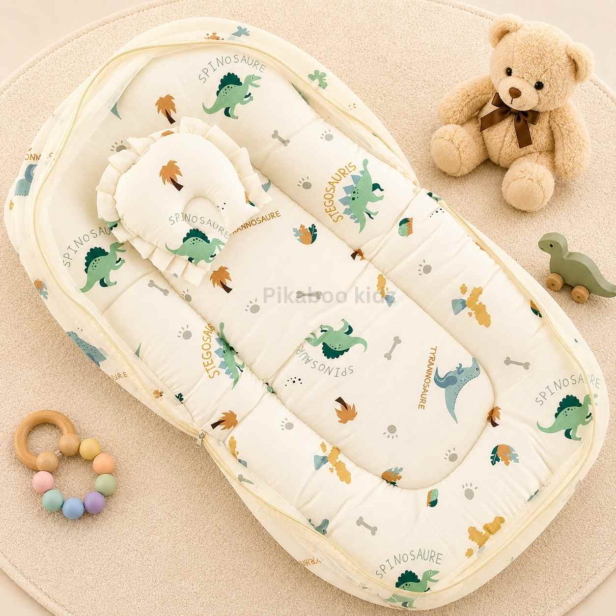 Muslin Carry Nest + Net Bed Combo - Triassic world