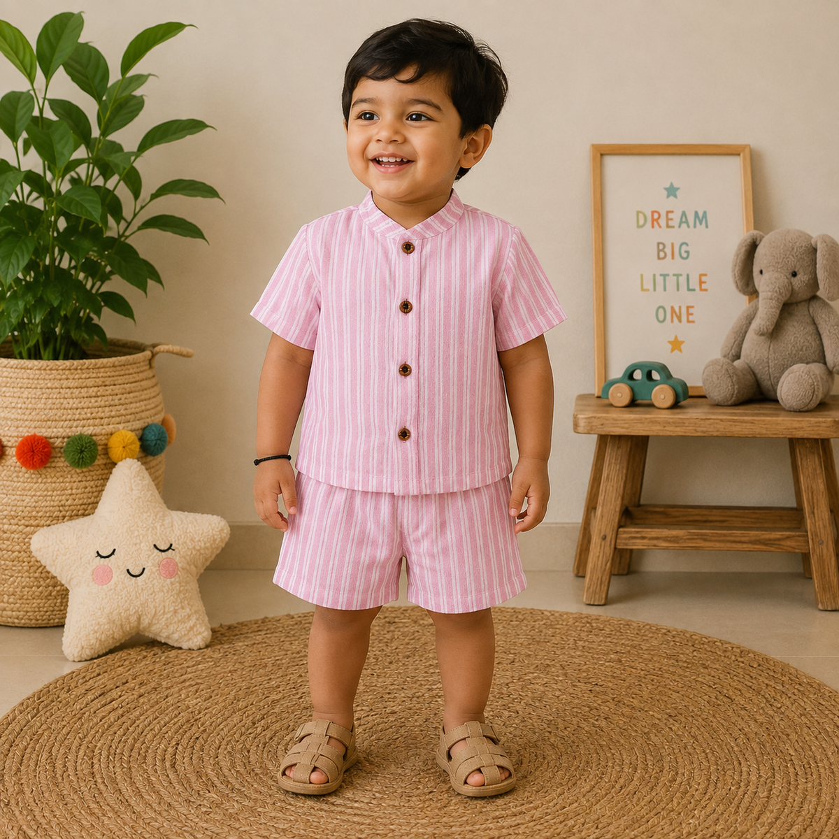 Muslin mandarin Collar Coords