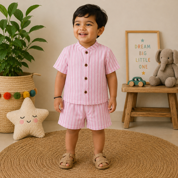 Muslin mandarin Collar Coords