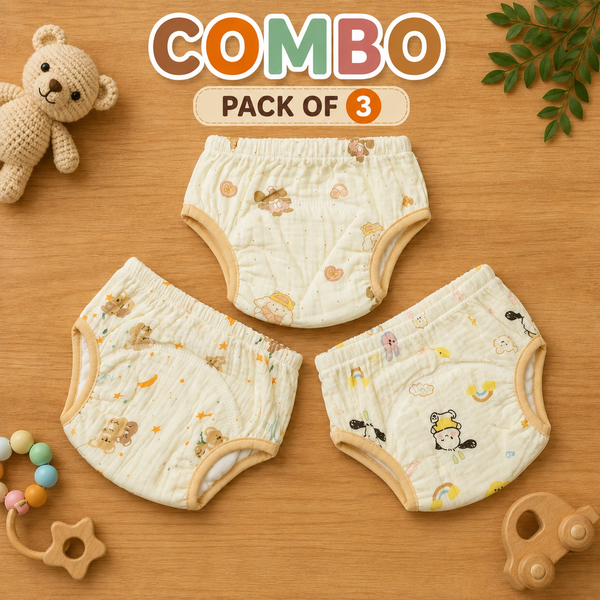 Muslin padded underwear pack of 3 ( Random designs )