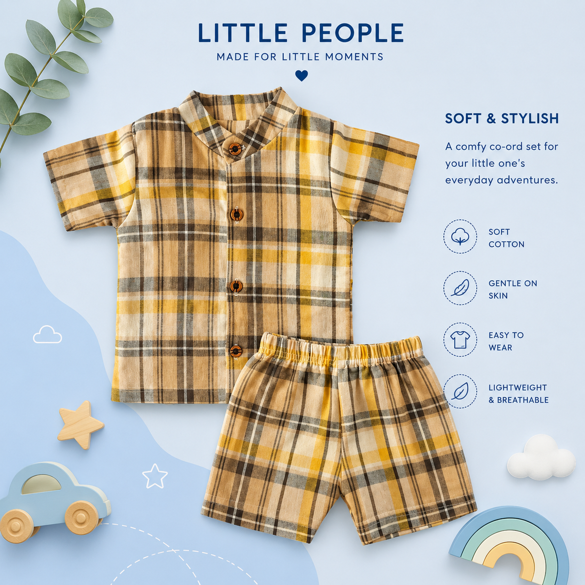 Muslin mandarin Collar Coords