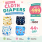 Reusable Cloth Diapers -Combo of 4 (Assorted)