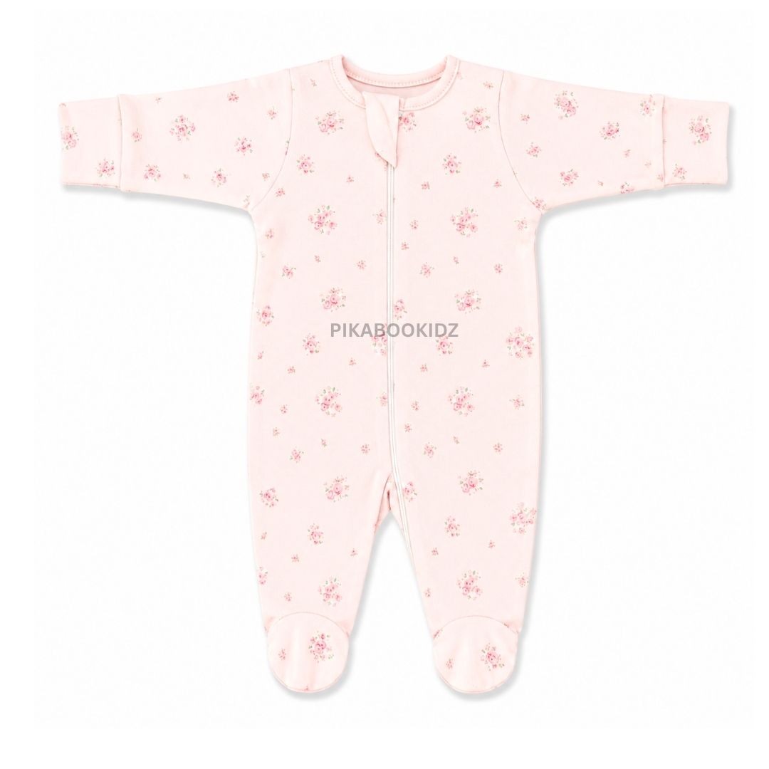 Footed Rompers 0-3M - Tiny Rose Charm
