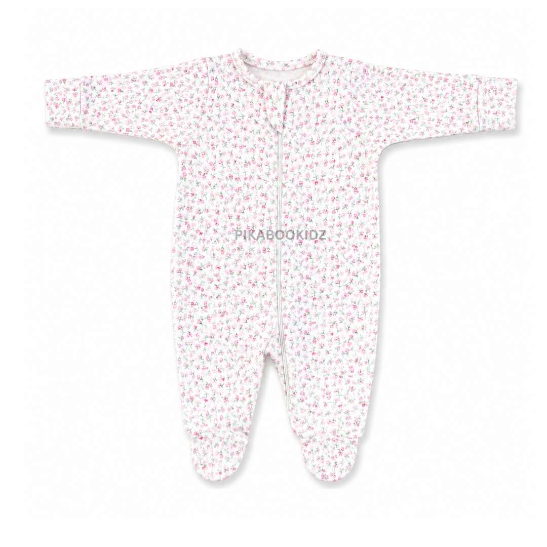 Footed Rompers 0-3M - Floral Sprinkles