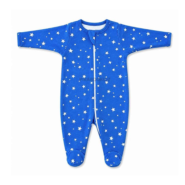 Footed Rompers 3-6M - Stars in Blue
