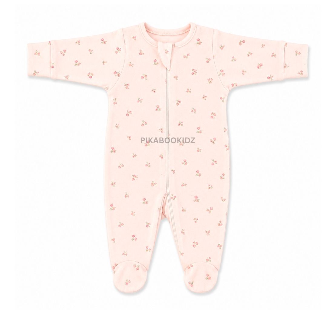 Footed Rompers 0-3M - Rosy Meadow