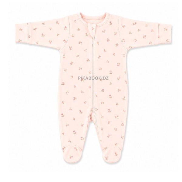 Footed Rompers 0-3M - Rosy Meadow