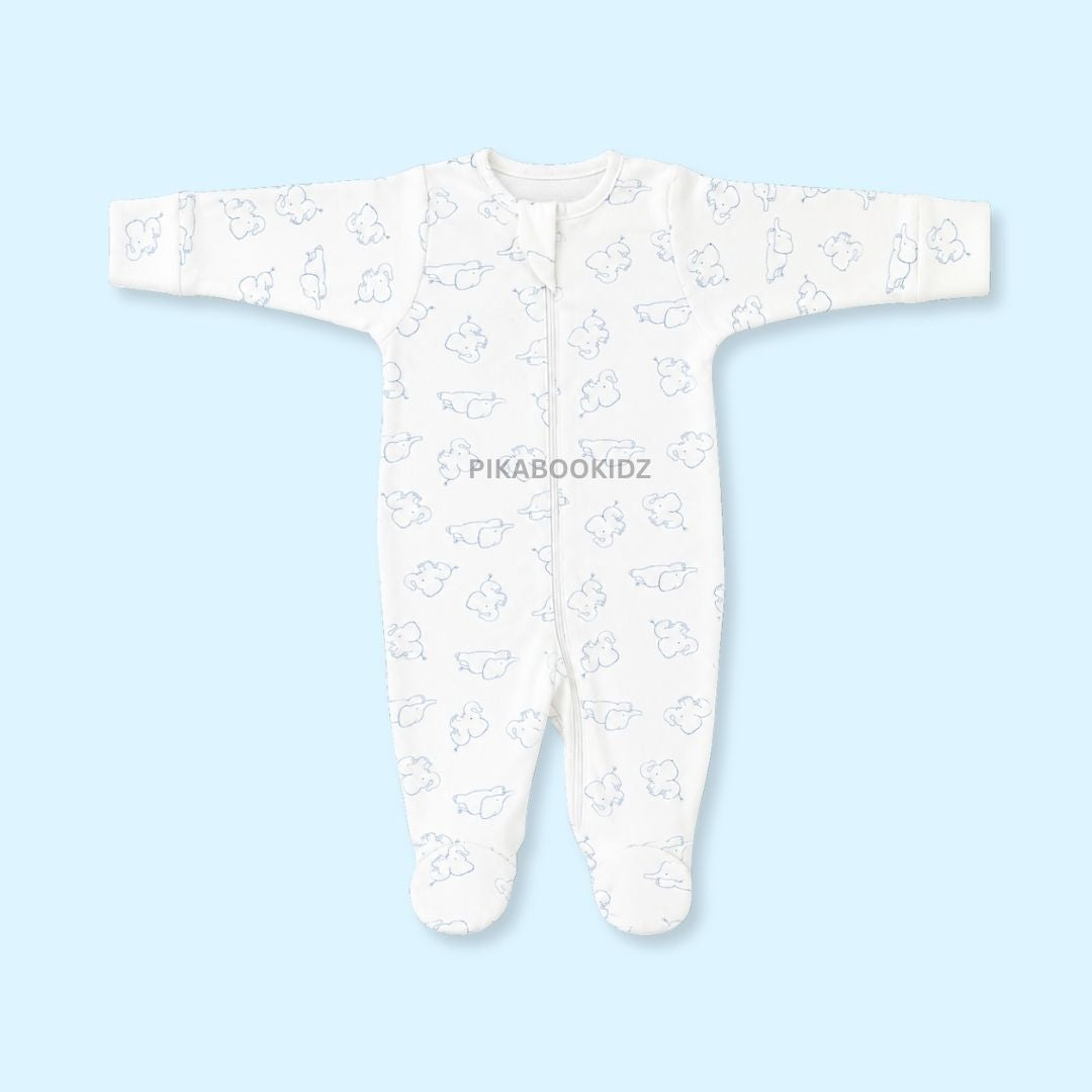 Footed Rompers 9-12M - Elephants outline
