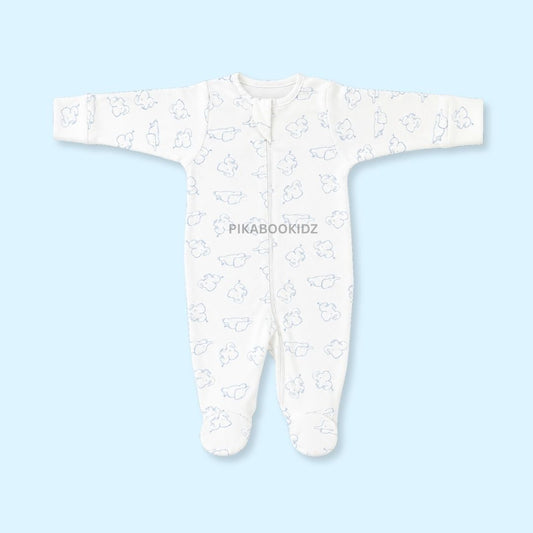 Footed Rompers 9-12M - Elephants outline