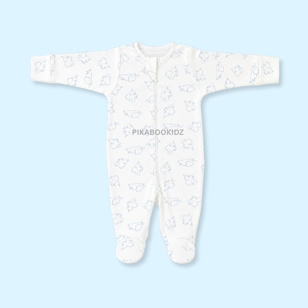 Footed Rompers 9-12M - Elephants outline
