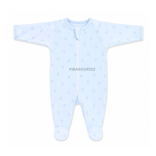 Footed Rompers 9-12M - Blue teddy