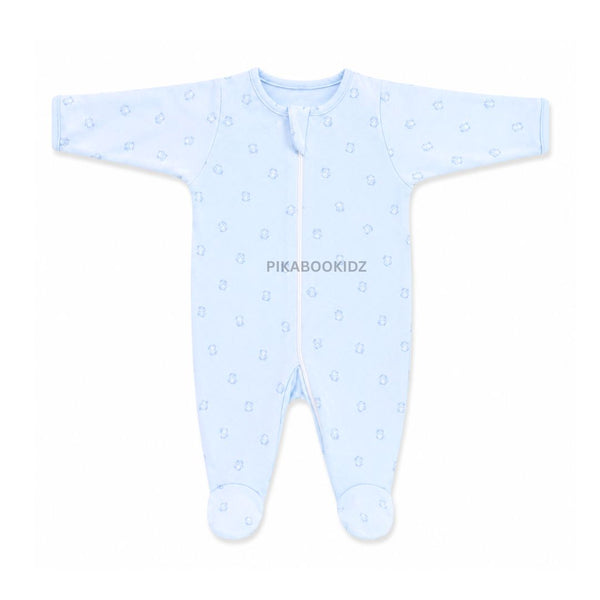 Footed Rompers 6-9M - Blue teddy