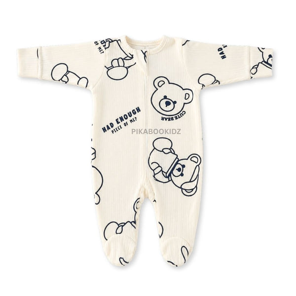 Footed Rompers 0-3M - Bear