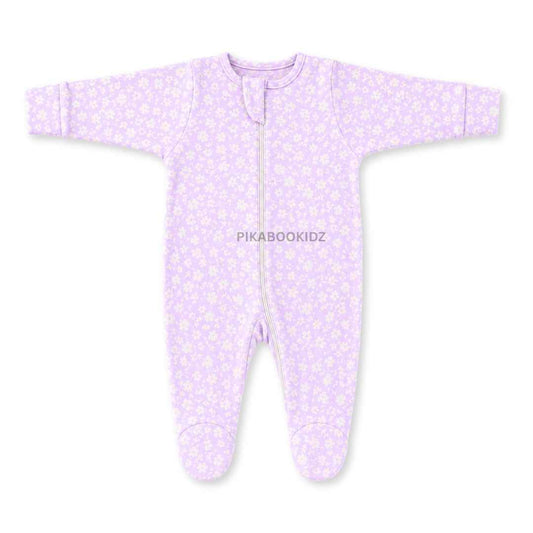Footed Rompers 0-3M - Purple flowers