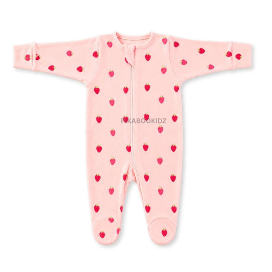 Footed Rompers 0-3M - Starwberry