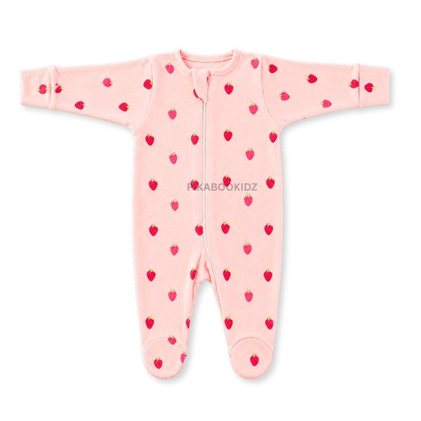 Footed Rompers 0-3M - Starwberry