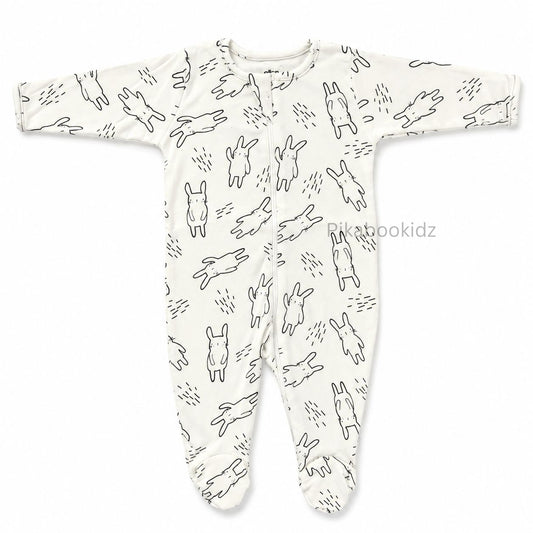 Footed Rompers 9-12M - bunny