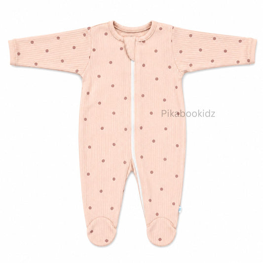 Footed Rompers 6-9- Peach