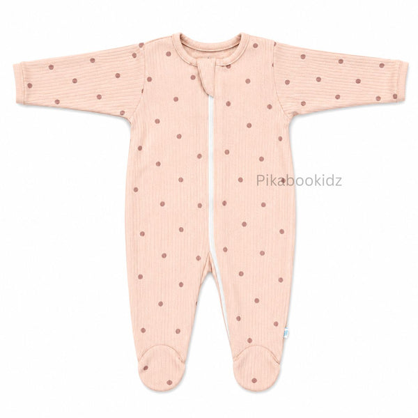 Footed Rompers 6-12M - Peach
