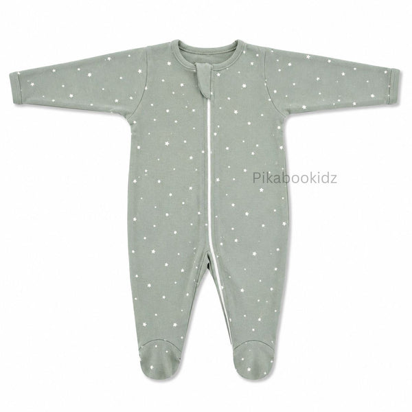 Footed Rompers 6-9M - Green star