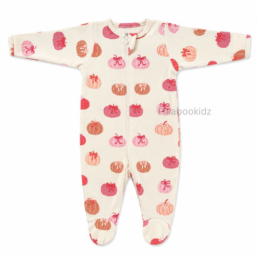 Footed Rompers 3-6M - Pumpkin