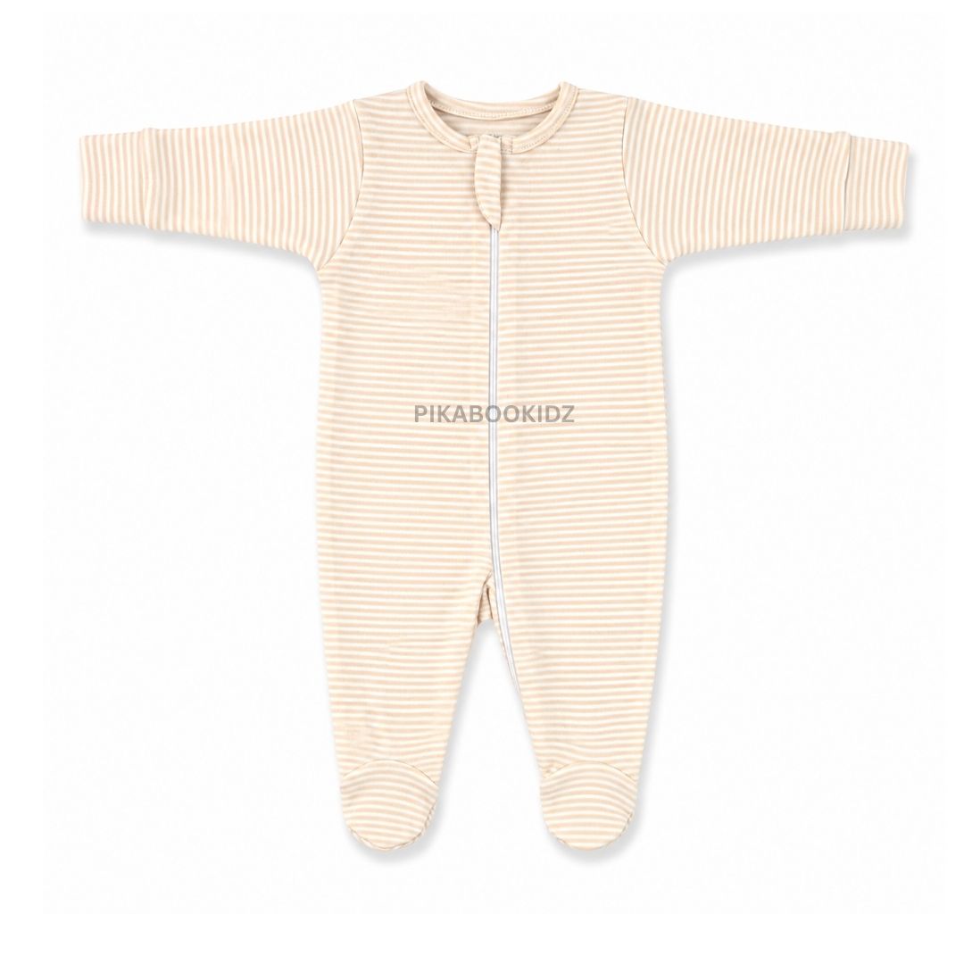 Footed Rompers 0-3M - Yellow stripes
